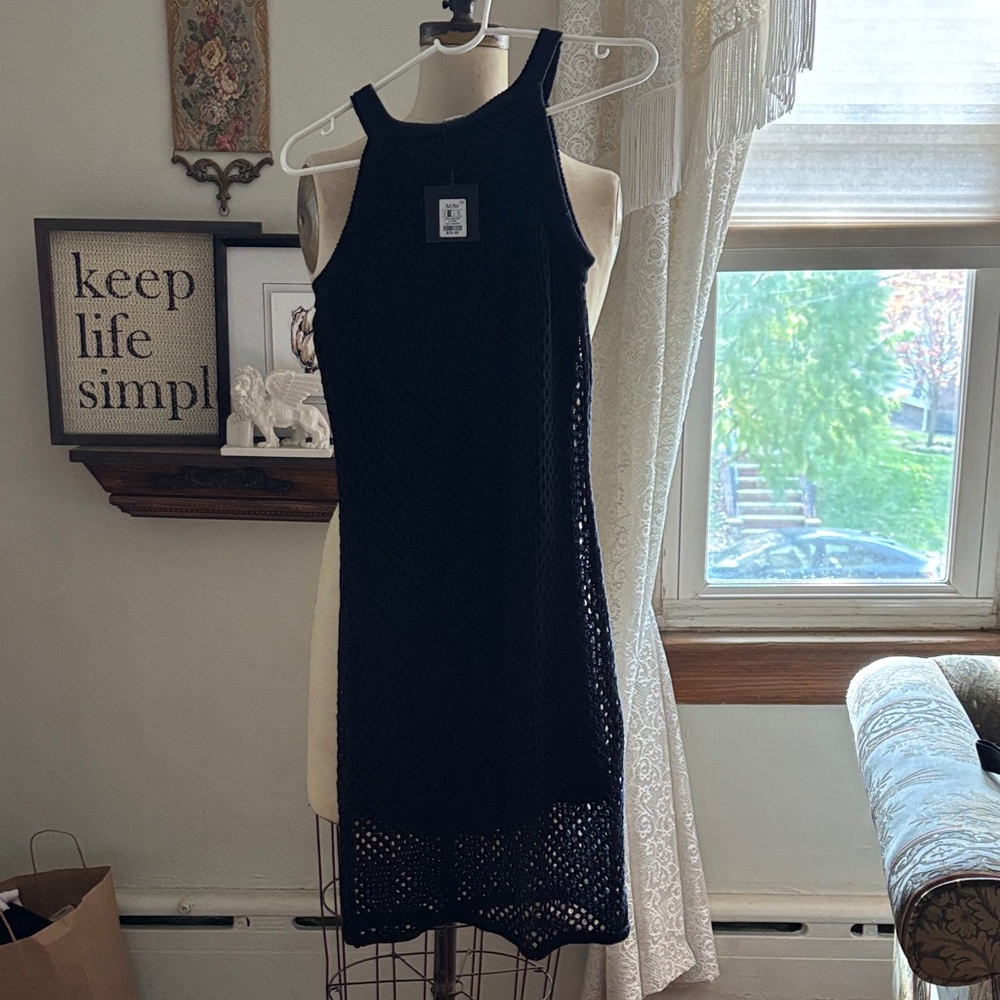 Charlotte Russe Black Textured dress. Crocheted black w lining